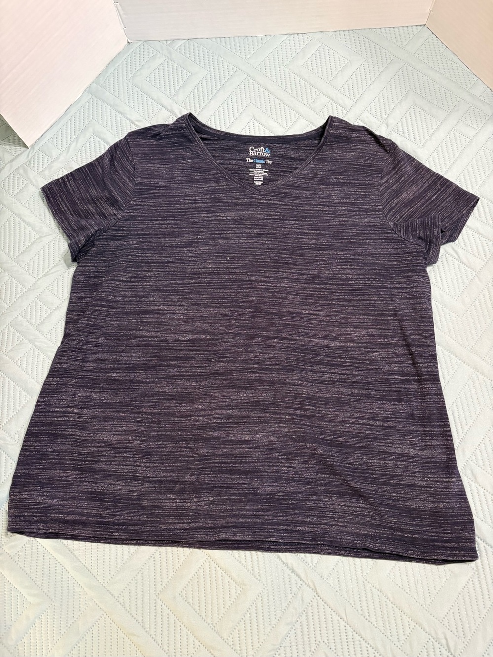 Croft & Barrow Women’s V-Neck Athletic T-Shirt Charcoal Heather Short Sleeve XXL